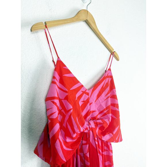 Vici Pink Red Tropical Print Maxi Dress Small Sleeveless Beach Vacation - Picture 7 of 14